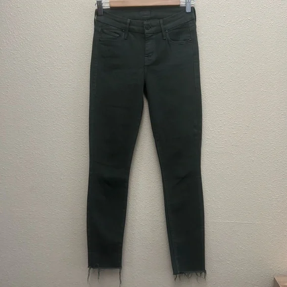 Mother Looker Ankle Fray Skinny Just For Kicks Emerald Green Denim Jeans Size 25 - Picture 3 of 16